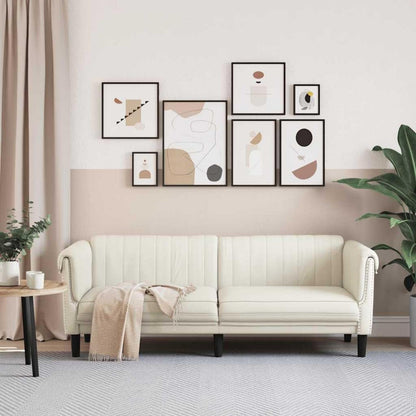 3-Sitzer Sofa Creme Samt – Wohnzimmer Sessel
