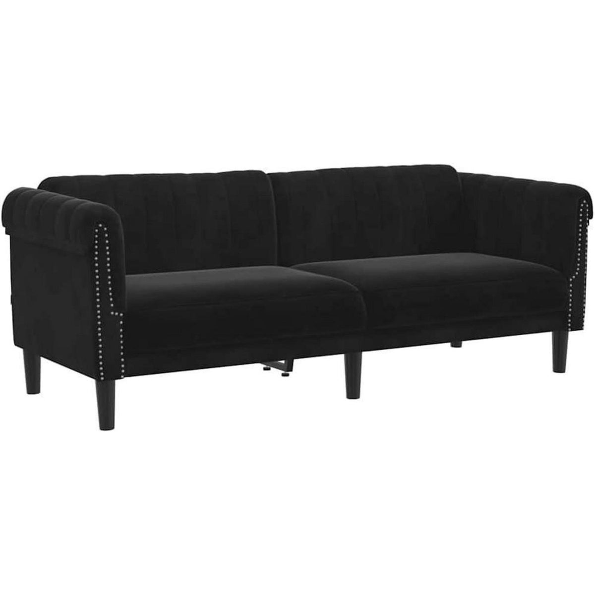 3-Sitzer Sofa Schwarz Samt – Moderne Bodencouch