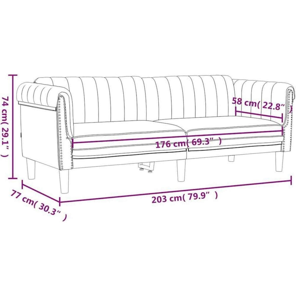 Weinrotes 3-Sitzer Sofa aus Samt – Wohnzimmer & Schlafzimmer
