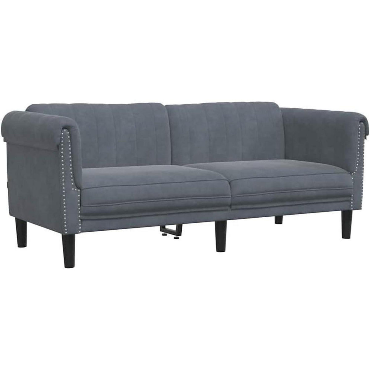 2-Sitzer Sofa Dunkelgrau Samt – Bequemer Lesesessel mit Holzbeinen