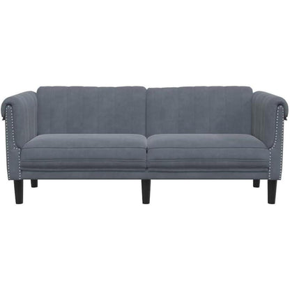 2-Sitzer Sofa Dunkelgrau Samt – Bequemer Lesesessel mit Holzbeinen