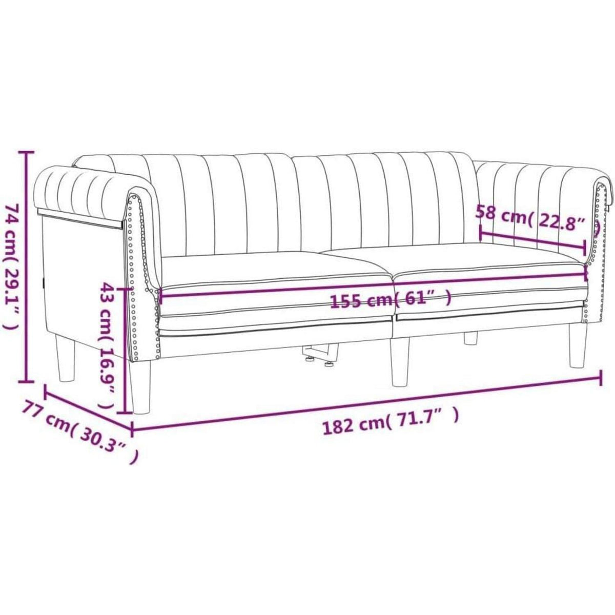 Rosa Samt 2-Sitzer Sofa mit Holzbeinen – Leseecke & Loungesessel