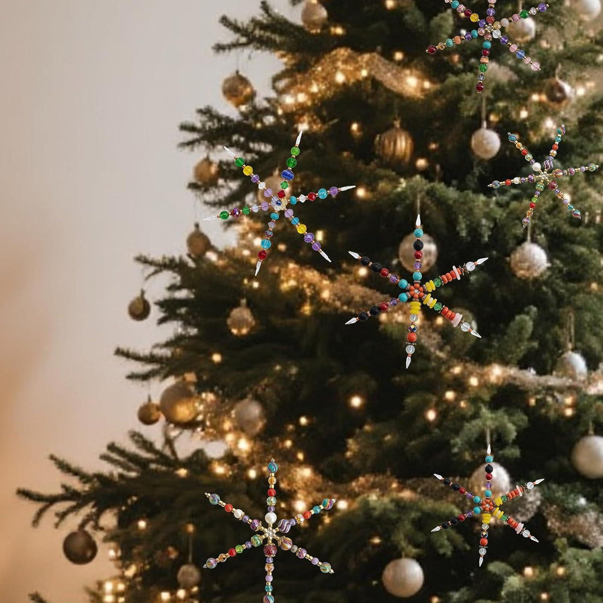 Drahtsterne Set Weihnachten – 24/36 Schneeflocken Perlensterne DIY