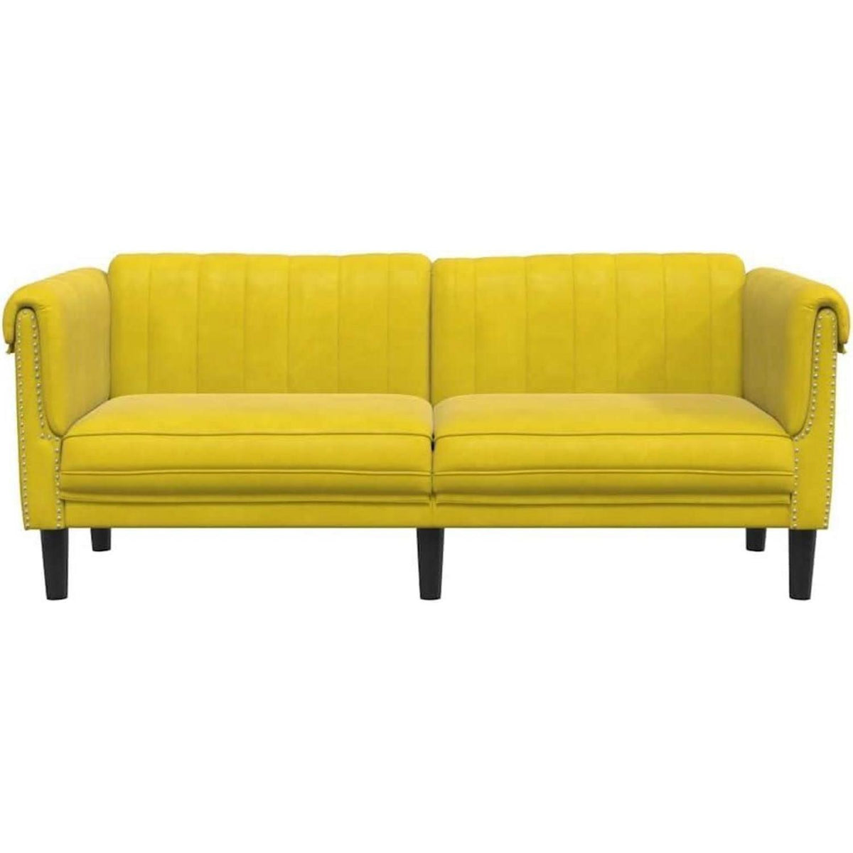 2-Sitzer Sofa Gelb Samt – Moderner Akzentstuhl mit Kissen