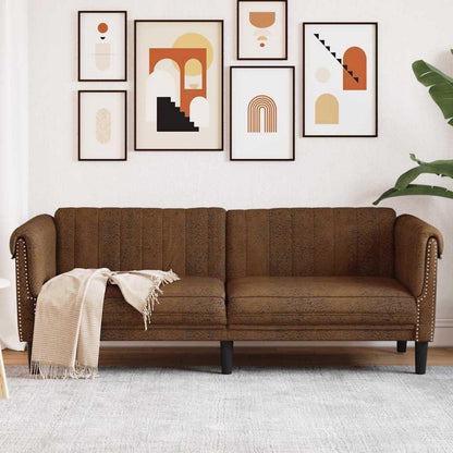 3-Sitzer Schlafsofa Braun Kunstleder mit Schlaffunktion