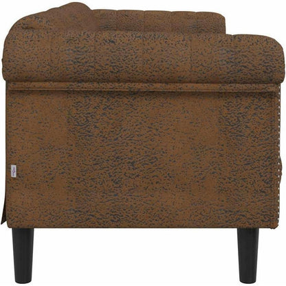 3-Sitzer Schlafsofa Braun Kunstleder mit Schlaffunktion