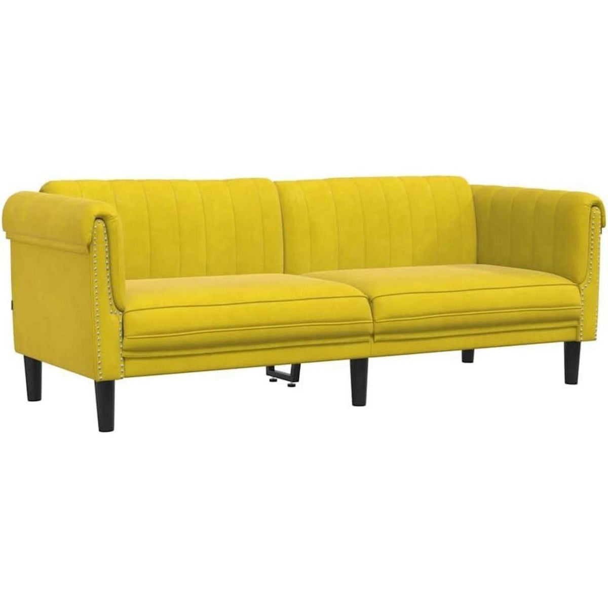 3-Sitzer Sofa Gelb Samt – Moderner Akzentstuhl mit Kissen