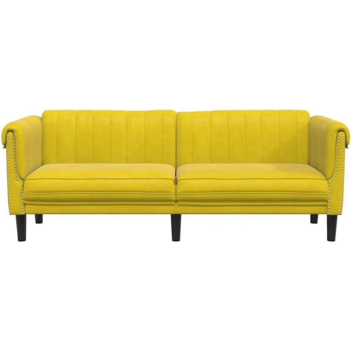 3-Sitzer Sofa Gelb Samt – Moderner Akzentstuhl mit Kissen