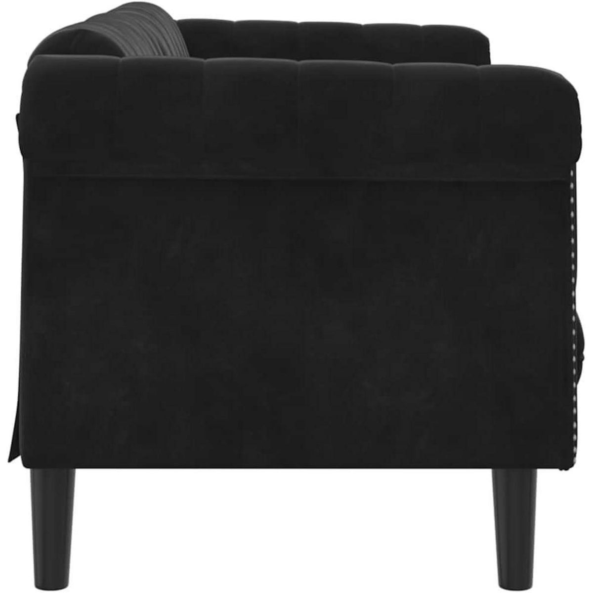 2-Sitzer Sofa Schwarz Samt | Moderner Akzentstuhl mit Kissen