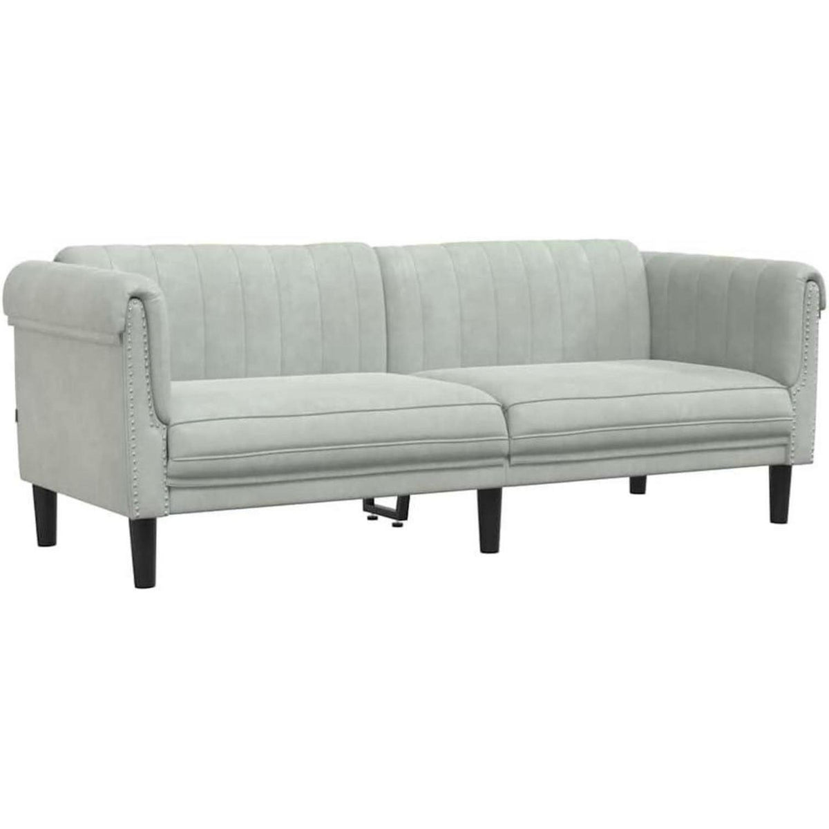 3-Sitzer Sofa Hellgrau Samt – Moderner Akzentstuhl mit Kissen