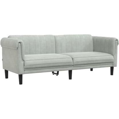 3-Sitzer Sofa Hellgrau Samt – Moderner Akzentstuhl mit Kissen