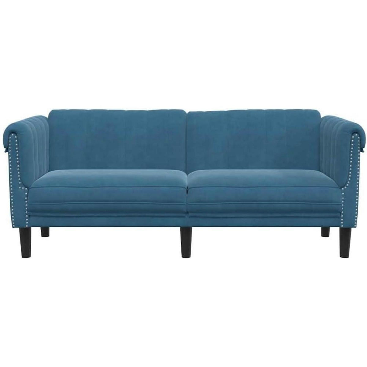 2-Sitzer Sofa Blau Samt – Bequemer Lesesessel mit Holzbeinen