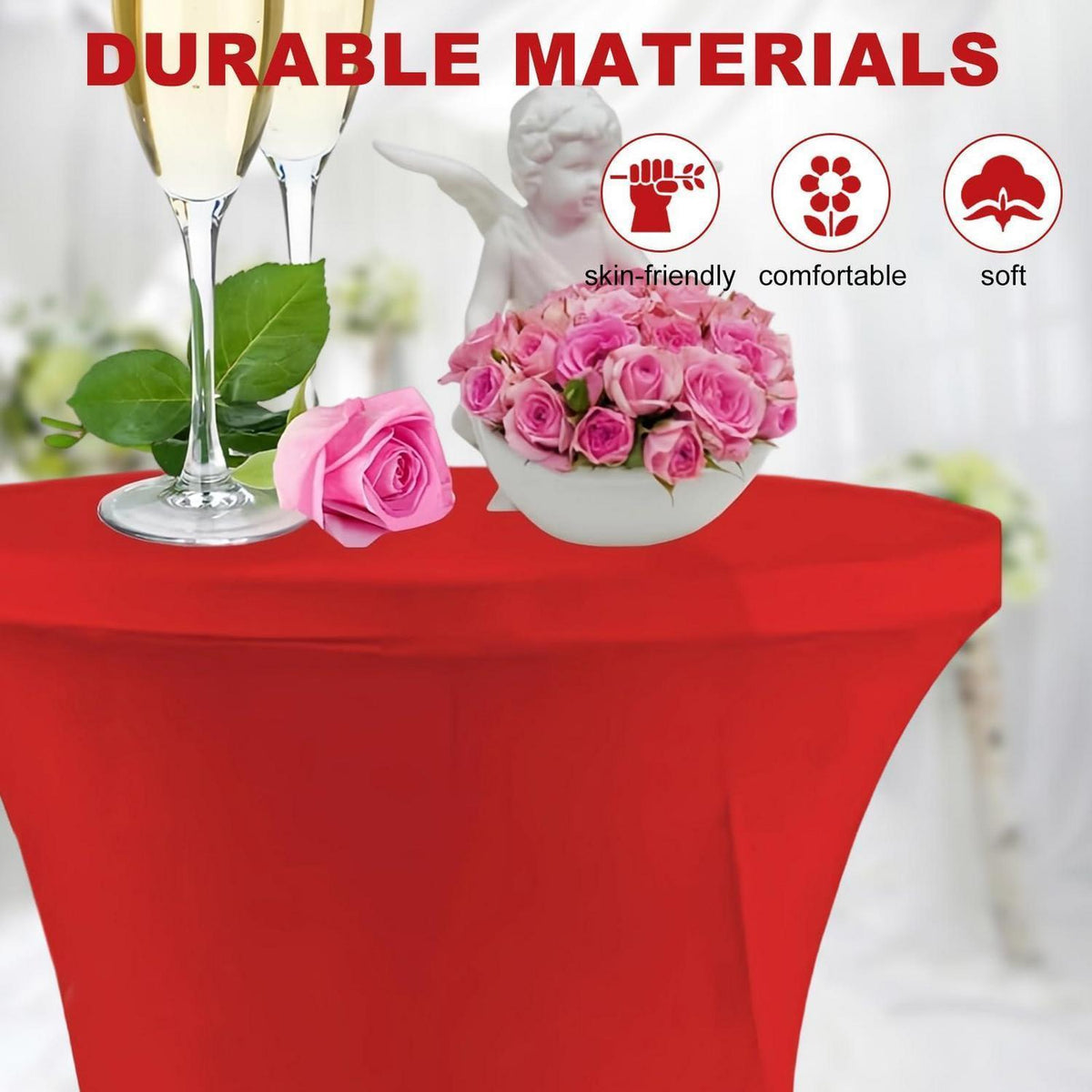 Stehtischhousse Rot 80x110 cm – Stretch Tischdecke für Events