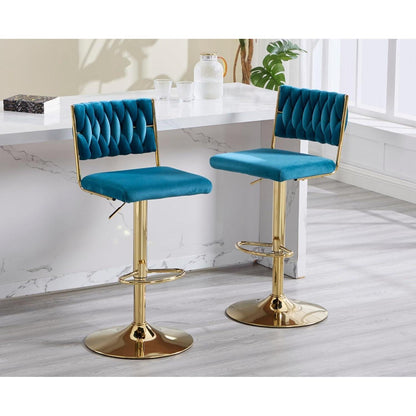 Barhocker 2er Set, Drehbar, Höhenverstellbar, Teal