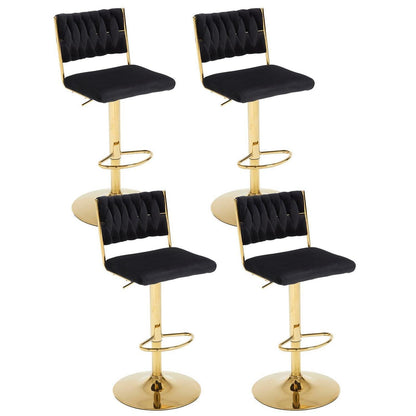 Barhocker Set 4er – Drehbar, Höhenverstellbar, Samt & Geflochten