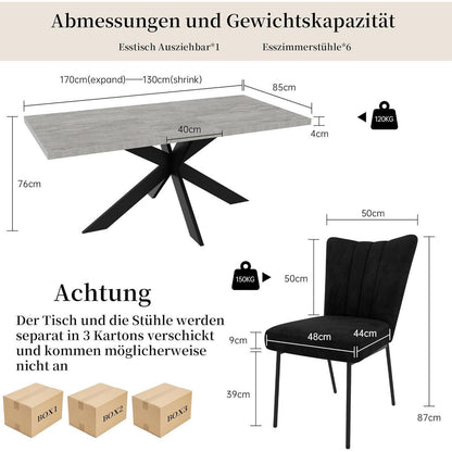 Ausziehbarer Esstisch für 4-6 Personen – Modernes Grau