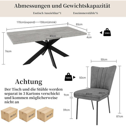 Ausziehbarer Esstisch für 4-6 Personen – Modernes Grau