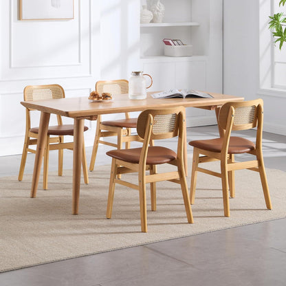 Esszimmerstühle Set 4er – & Rattan Braun in Lederoptik