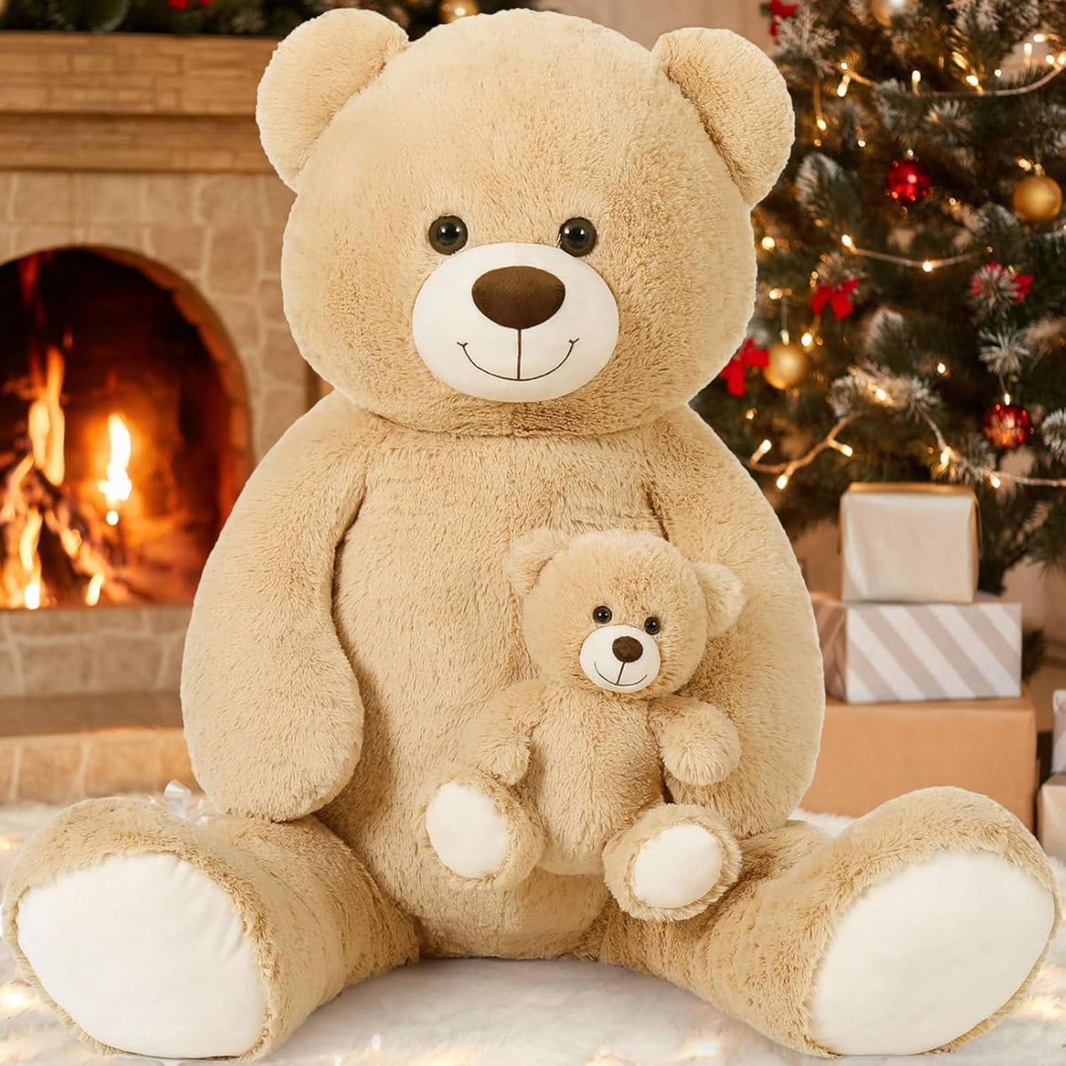 Riesiger Kuscheltier Teddybär 130cm mit Babybär – Perfektes Geschenk