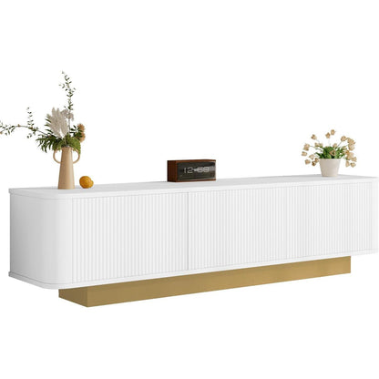TV-Tisch mit 3 Türen – Weißes Lowboard für Wohnzimmer (170x40x47)