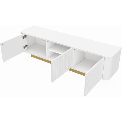 TV-Tisch mit 3 Türen – Weißes Lowboard für Wohnzimmer (170x40x47)