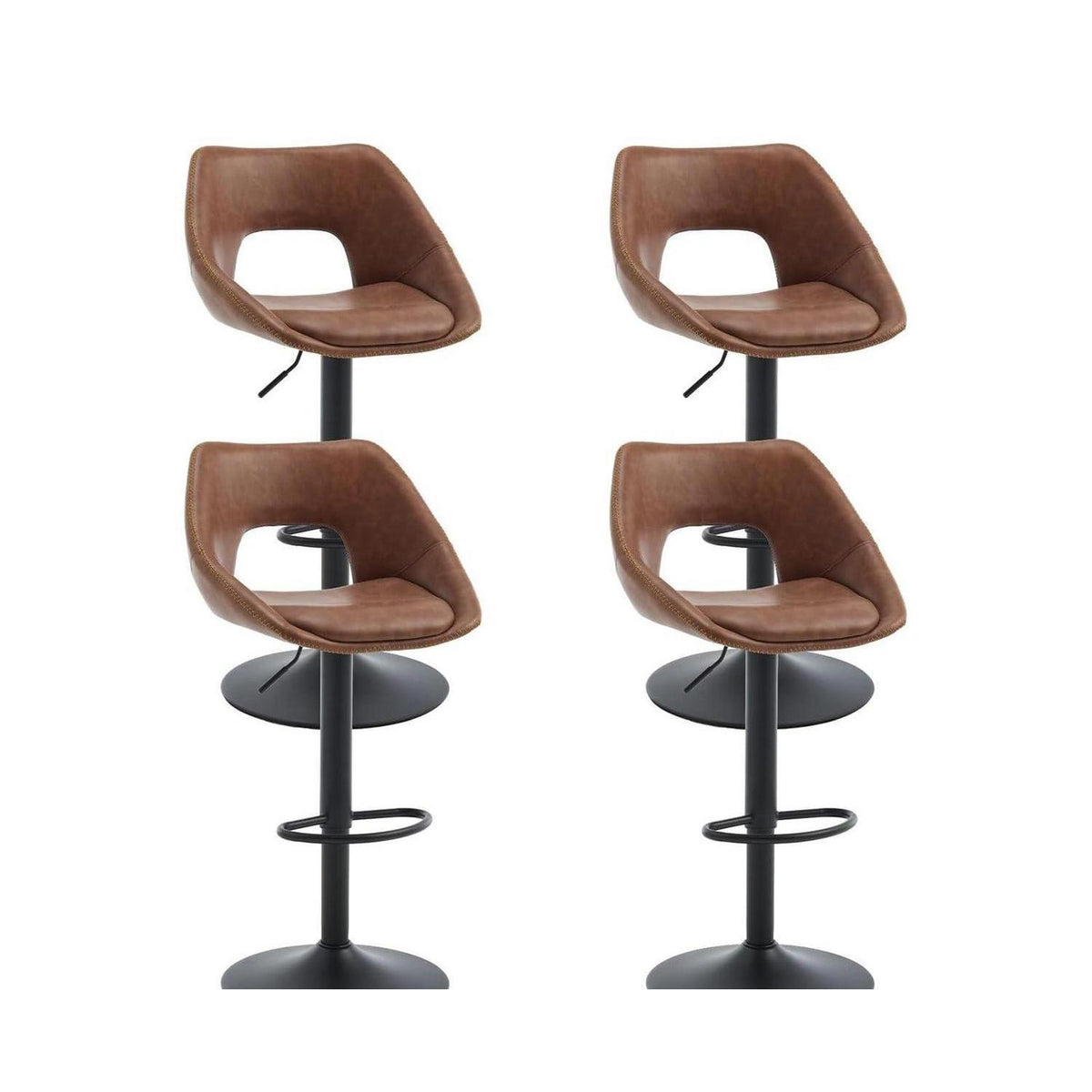 360° Drehbarer Barhocker 4er Set, Höhenverstellbar Braun