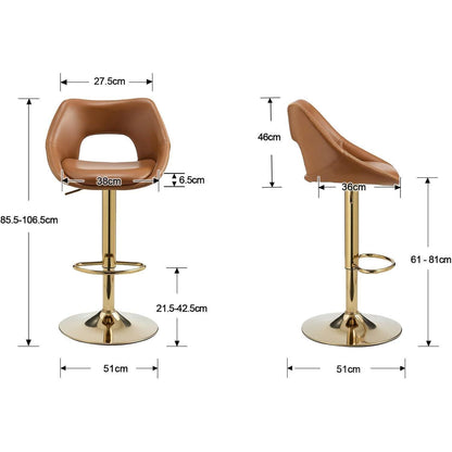 360° Drehbarer Barhocker 2er Set, Höhenverstellbar, Hellbraun