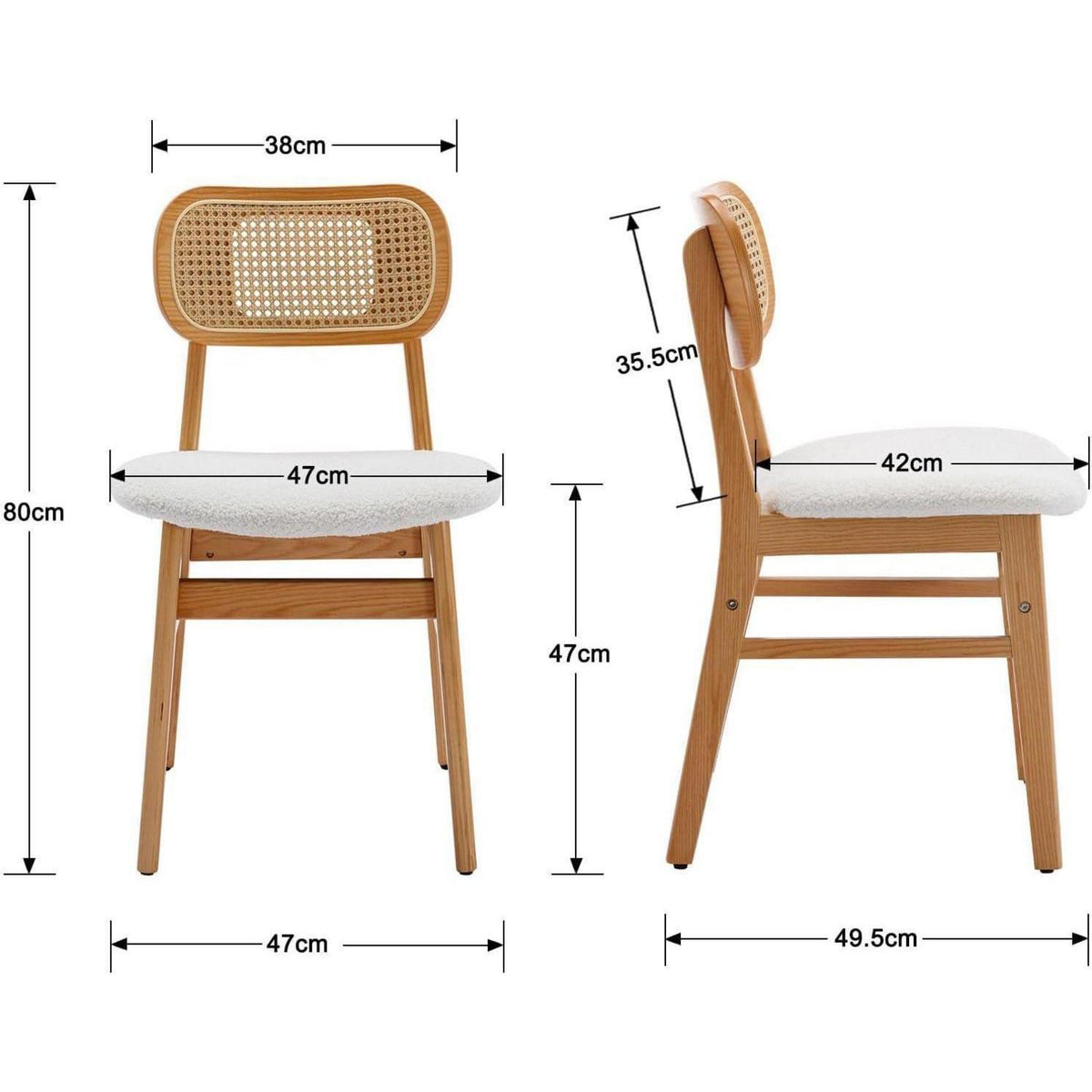 Esszimmerstühle 4er Set Kunstfell Rattan Beige