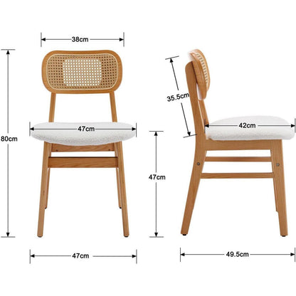 Esszimmerstühle 4er Set Kunstfell Rattan Beige