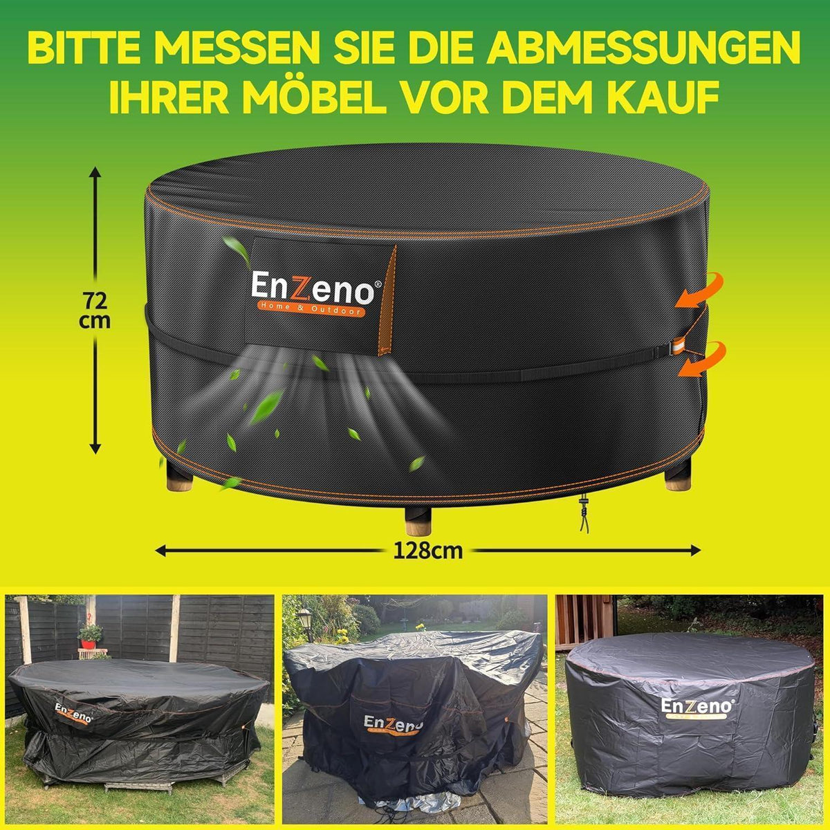 Wasserdichte Gartenmöbel Abdeckung Rund 128x72cm