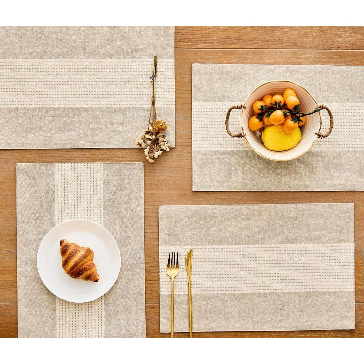 Tischsets Baumwolle Leinen 6er Set Creme Kaffee