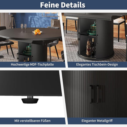 Ausziehbarer Esstisch Schwarz – Flexibel & Mit Stauraum