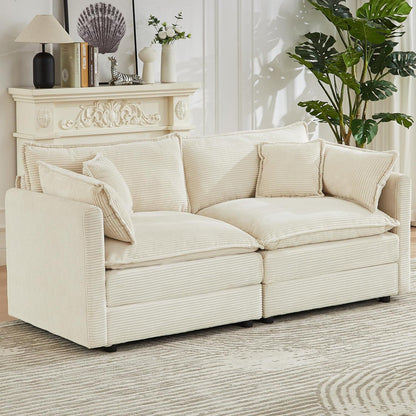 JIEXI Ecksofa mit Schlaffunktion – Beige Cord, Modern & Modular