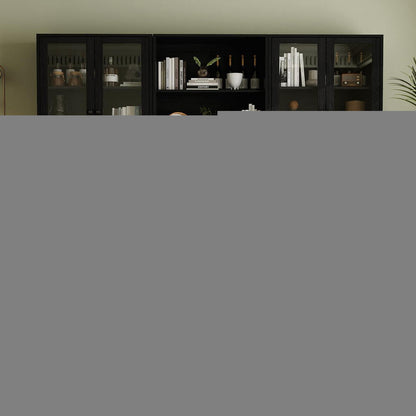 5-stöckiges Bücherregal mit Glastüren – 180cm Vitrine Schwarz