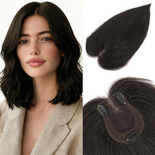 Echthaar Topper Mittelscheitel Schwarz – Clip In Haarteil