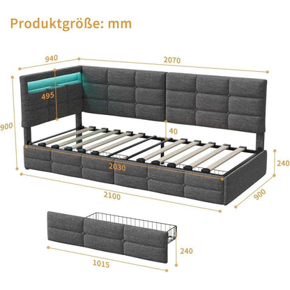 Schlafsofa 90x200/180x200 cm mit Lattenrost & Auszug