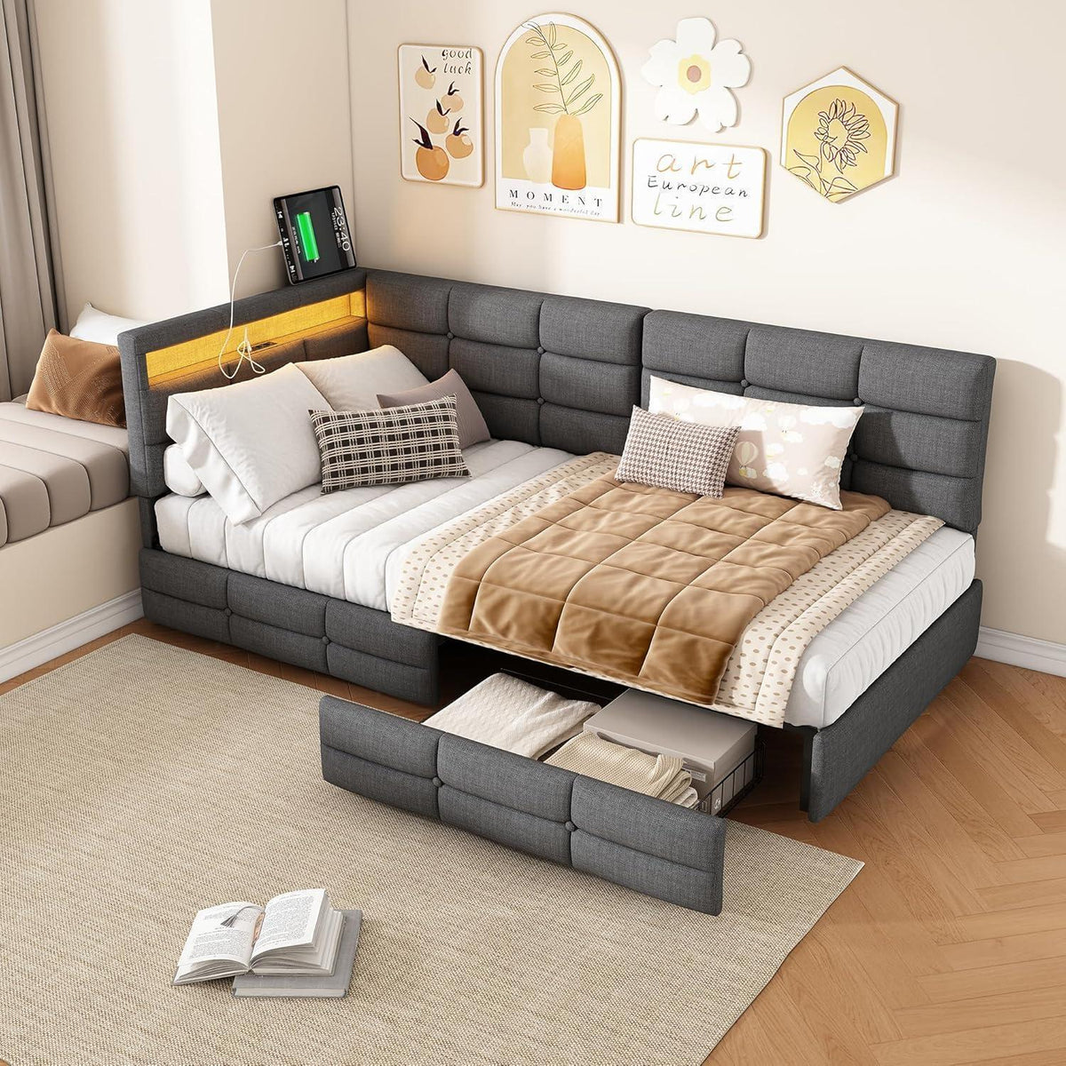 Schlafsofa 90x200/180x200 cm mit Lattenrost & Auszug