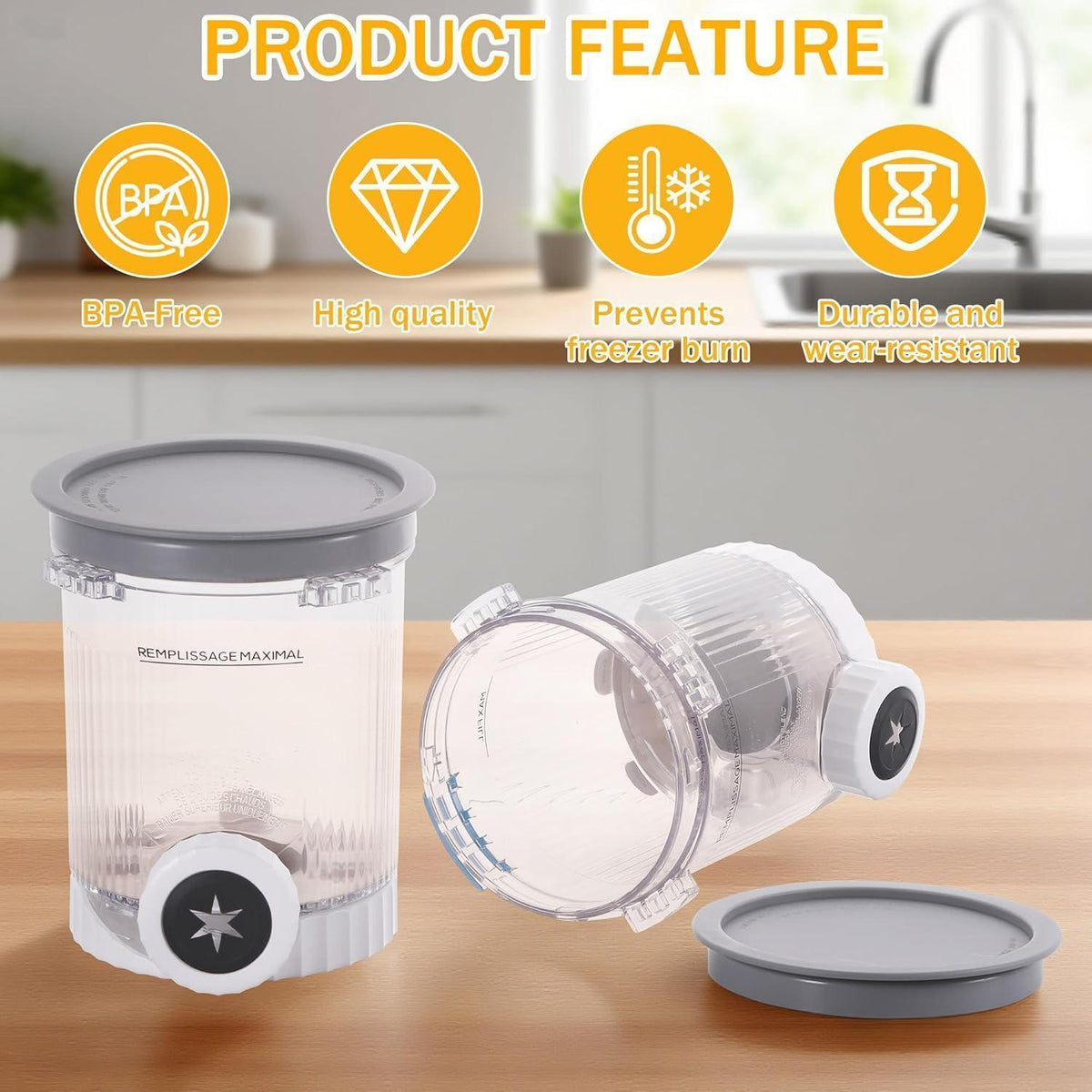 Eisbehälter für Ninja Creami Swirl 2er-Set 480ml mit Deckel