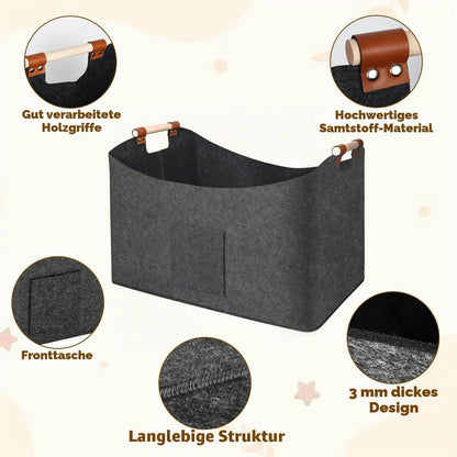 Holzkorb XXL 100L – Kaminholzkorb mit Griffen & Tasche