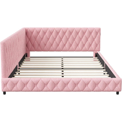 Ausziehbares Schlafsofa 90/180 x 200 cm Rosa mit Lattenrost