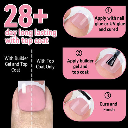 300x Falsche Zehennägel Rosa French Press on Nails Set