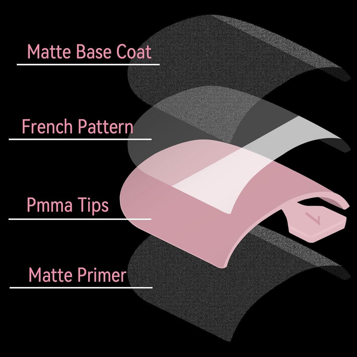 300x Falsche Zehennägel Rosa French Press on Nails Set