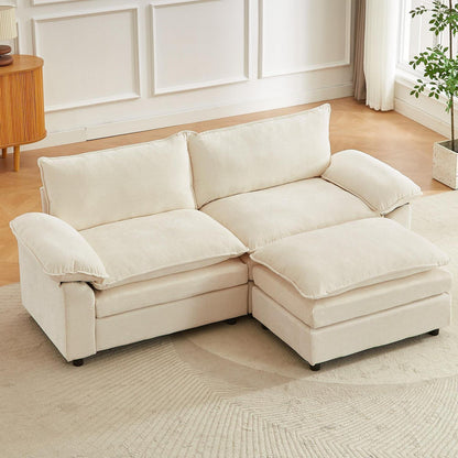 JIEXI Ecksofa mit Schlaffunktion – Beige, 2-Sitzer, L-Form
