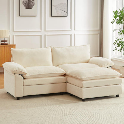 JIEXI Ecksofa mit Schlaffunktion – Beige, 2-Sitzer, L-Form