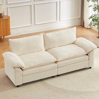 JIEXI Ecksofa mit Schlaffunktion – Beige Chenille-Stoff