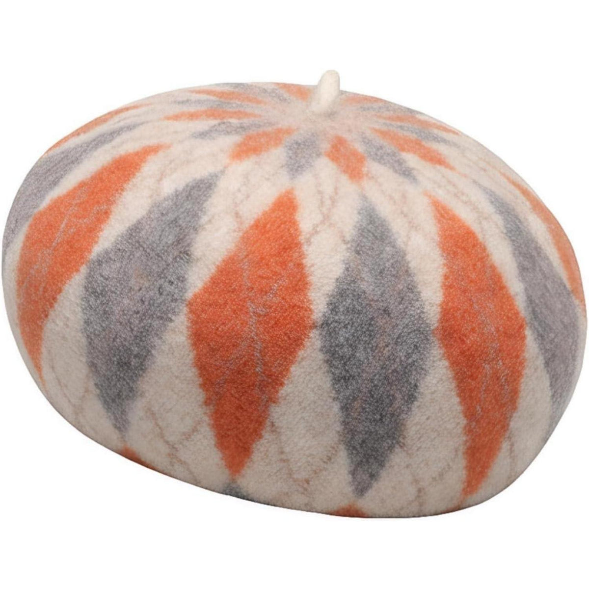 Karierte Damen Baskenmütze aus Wolle – Winter Beanie Mütze Orange