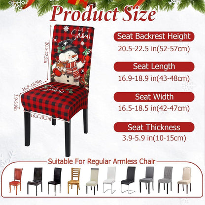 Weihnachtliche Stuhlhussen 6er Set - Schneemann Design