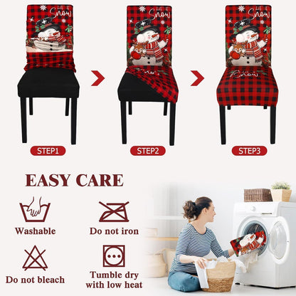 Weihnachtliche Stuhlhussen 6er Set - Schneemann Design