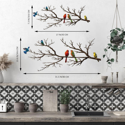 Metall Wanddeko Vögel auf Ast – Große Wandskulptur Vintage