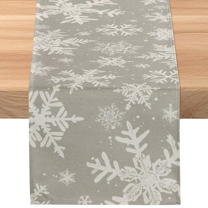 Weihnachtstischläufer grau mit Schneeflocken – 228 cm lang